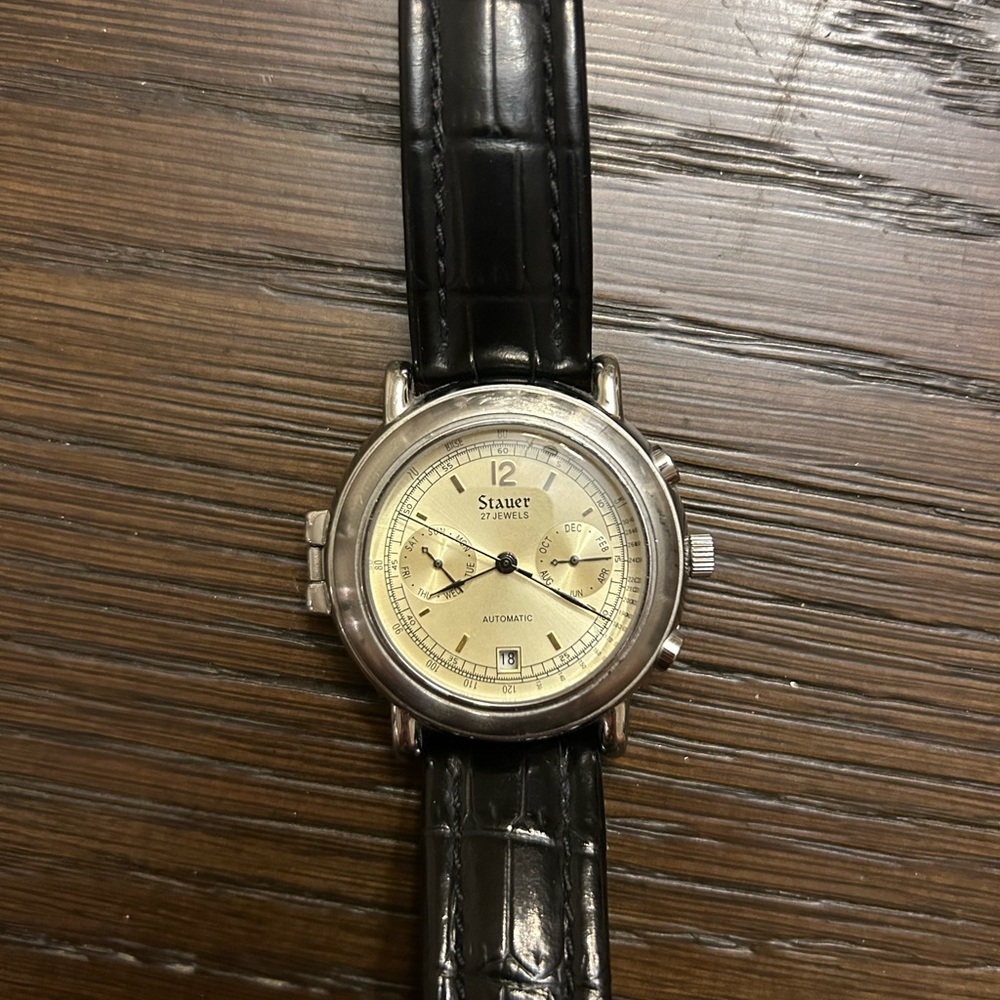 Stauer Ritorno 27 Jewels Automatic Triple Calendar Hunter Case Back 40mm Watch